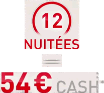 12 nuits = 54 euros